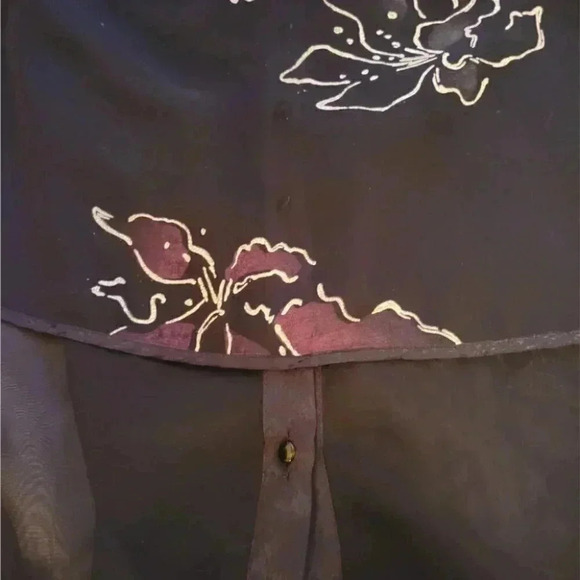 Vintage,Evening Cocktail Dress Black Patterned Chiffon Panels over Black - Picture 10 of 15